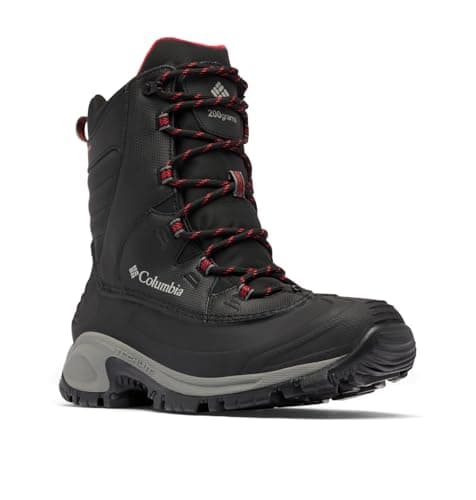 Columbia Mens Bugaboot III Waterproof Snow Boot, Black/Bright Red, 8.5