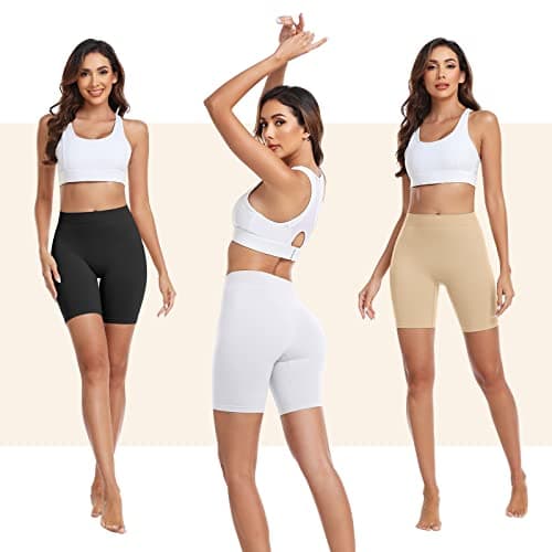 FRESBEIT 3 Pack Slip Shorts for Women Under Dress Comfortable Smooth Boyshorts Panties Biker Shorts view 5