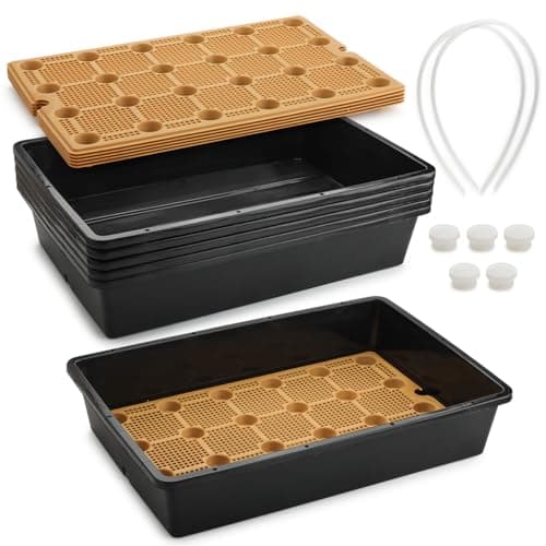 5 Pack Nursery Pots Trays with Removable Mesh Drainage Mat, Plastic Seed Starter Trays (17"x12"x3.5") with Drainage Hole, Propagation Kit for Seedlings, Microgreens, Plant Germination (Black) view 1