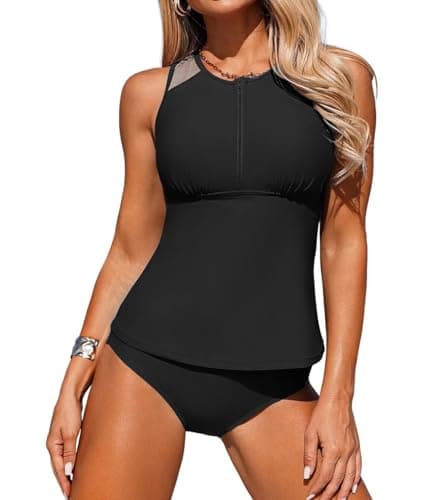 ZAFUL Tankini Swimsuits for Women, Two Piece Athletic Womens Bathing Suits Modest Swimwear Tank Tops with High Waisted Bottom — image 1