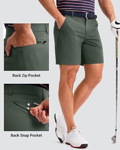 Men's Golf Shorts 7"/ 9"/ 11" Inseam with 5 Pockets Lightweight Stretch Quick Dry Casual Dress Hybrid Short for Men view 3