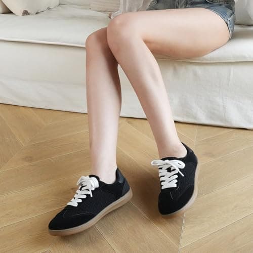 JENN ARDOR Low Top Sneakers for Women Lace-up Fashion Tennis Shoes Casual Slip On Sneaker Padded Non Slip Footwear for Work, Walking, Everyday Wear view 3