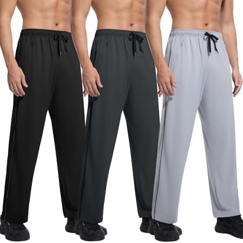 SACUIMAN 3 Pack Mens Athletic Sweatpants with Zipper Pockets,Workout Gym Running Jogging Training Pants for Men — image 1