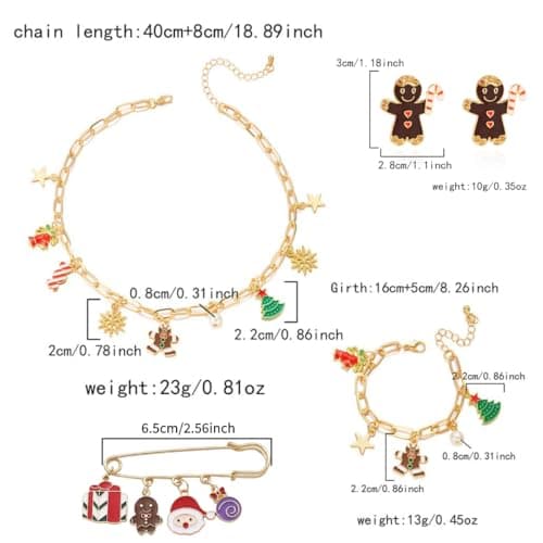 4pcs Christmas Jewelry Set Gifts for Women, Atarvana Xmas Necklace, Earrings, Bracelet, Brooch for Women Stocking Stuffers Christmas Gift view 4