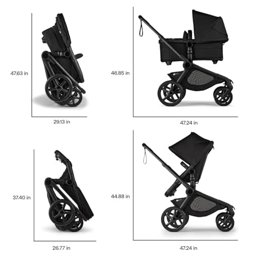 Bugaboo Kangaroo All-Terrain Single-to-Double Tandem Stroller for Infant and Toddler, for Up to Three Kids, XL Wheels, One-Hand Operation, Large Bassinet, XL Underseat Storage (Moon Grey) view 3