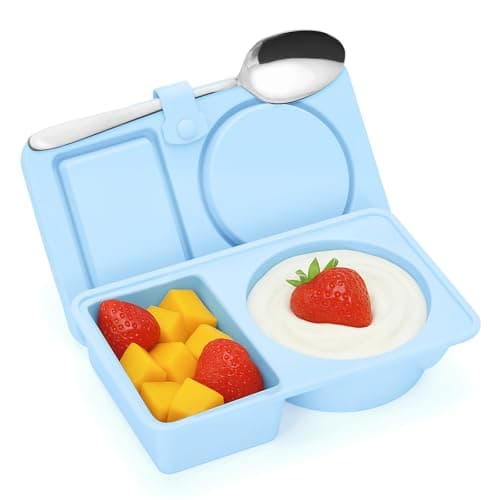 Dalycro Silicone Snack Containers with Lids – Reusable Snack Containers with Double Compartments for Adults Mini Silicone Food Box Perfect for Travel Lunch Gym (Blue) — image 1