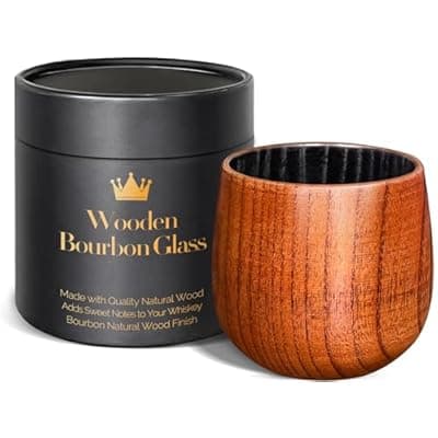 Charred Wooden Bourbon Drinking Glass, Bourbon Gifts for Men - 10 oz Charred Wooden Old Fashioned Glass Whiskey Tumbler | Birthday Whiskey Gifts for Men, Dad or Brother | Original Bourbon Tumbler