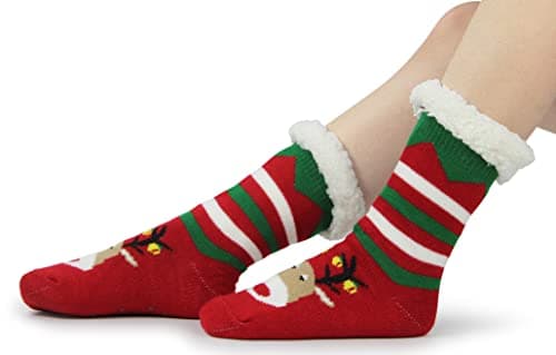 BenSorts Women Winter Thick Slipper Socks with Grippers Non Slip Warm Fuzzy Socks Christmas Gifts view 5