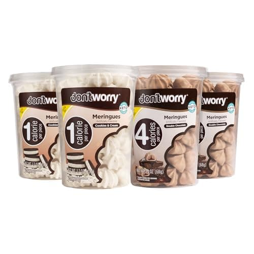 Don't Worry Meringue Cookies | Double Chocolate & Cookies and Cream Flavor | Low Sugar Candy with 1 Calorie per Piece | Keto, Gluten Free, Low Carb Healthy Snacks For Adults | 4 Pack — image 1