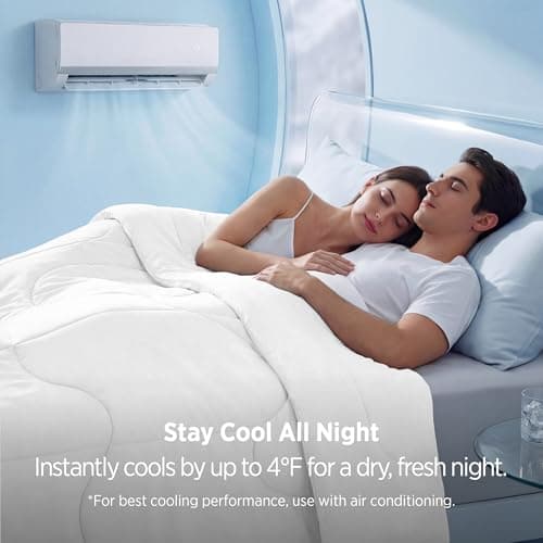 Bedsure Cooling Comforter King Size - Cooling Blankets for Hot Sleepers, Lightweight Comforter for Summer with Dual-Sided Cool Tech, Soft Breathable Cold Blanket for Sleeping, White, 102x90 Inches view 3