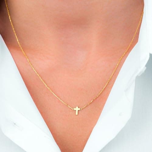 JNZSSWHJJH Easter Basket Stuffers - Cross Necklace for Women 18K Gold Plated Cross Necklace Dainty Gold Necklace for Women Teens Girls Gold Jewelry Easter Religious Christian Gifts view 5