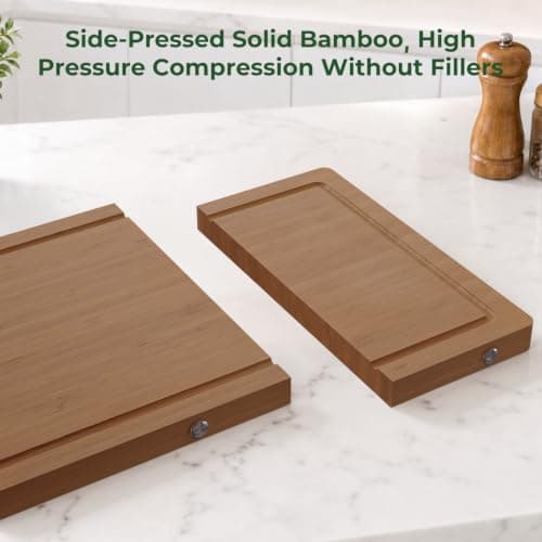 Glue & Formaldehyde-Free，Large Bamboo Cutting Board for Kitchen view 3