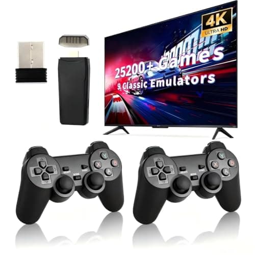 Retro Game Console, Wireless Retro Game Console, Built-in 9 Emulators, 4K HDMI Output, Dual 2.4GHz, Built-in 25200 Games, Plug and Play Video Games, Black — image 1