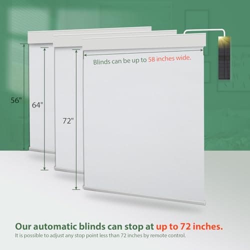 DONGFXK Motorized Blinds with Remote, Blackout Cooling Automatic Shades with Solar Panel Cordless Smart Blinds for Windows, Custom Electric Blinds Horizontal Roller Shades,White,34" W X 72" H view 2