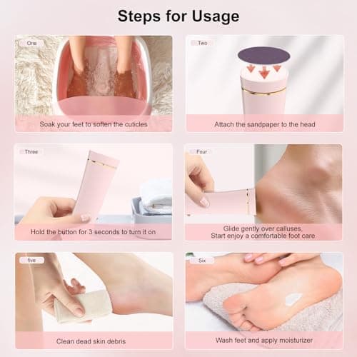 VISDOLL 2026 Upgrade Electric Foot Callus Remover, Ergonomic Foot File with 3 Speeds, Rechargeable, 20 Disposable Sandpaper Discs, Professional Pedicure Tool for Dead Skin & Calluses - Beige view 6