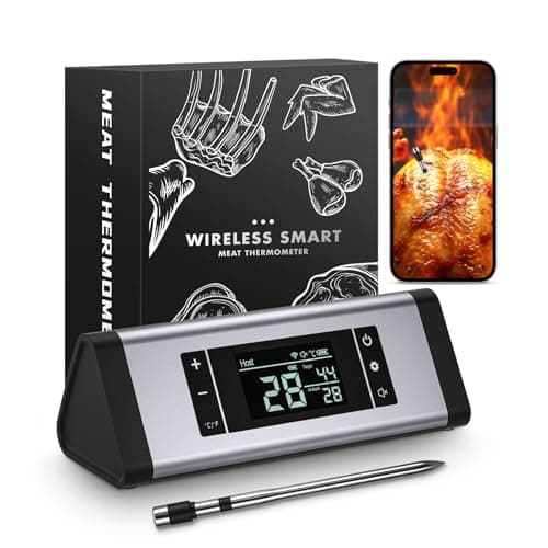800FT Wireless Meat Thermometer,Digital Cooking Thermometer with 1 Probes-Wireless Rechargeable, Alarm Function,Instant Read Food Thermometer with iOS & Android App,for Grilling Smoking Oven BBQ