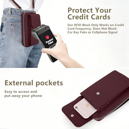 Women's Small Genuine Leather Crossbody Phone Purse and Wallet with Adjustable Strap, Fits cell phone up to 6.1 Inch view 6