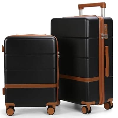 Maungti Luggage Sets, 2 Piece Suitcase set with wheels Tsa Lock 20/24 inchi Hardshell Waterproof Travel Suitcases luggage for Women/Men/Family（Black
