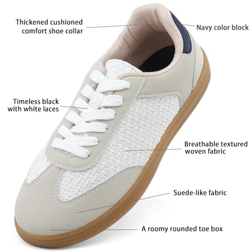 JENN ARDOR Lightweight Sneakers for Women Fashion Lace-Up Tennis Shoes Casual Comfortable Non-Slip Work Walking Everyday Shoes view 4