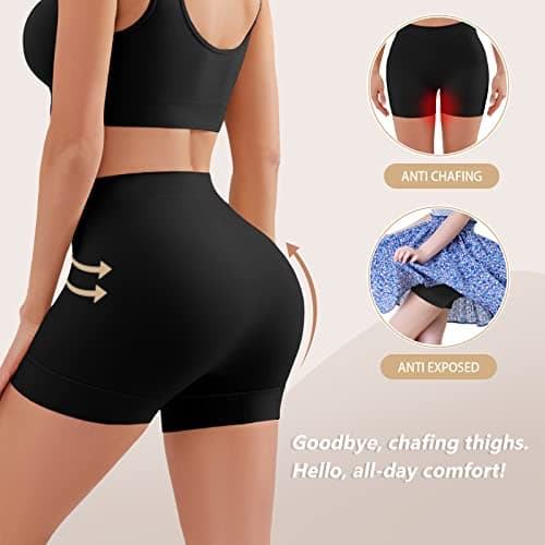 YADIFEN 3 Pack Slip Shorts for Women Under Dress, Anti Chafing Underwear Seamless Shaping Boyshort Panties Comfy Shorts view 4