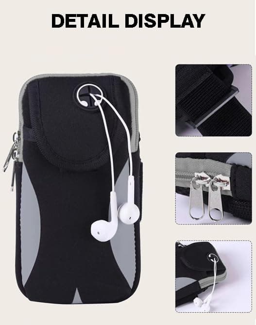 Phone Holder for Running Armband Cell Phone Holder for iPhone 11 12 13 14 15 Pro Max XS X XR 8 7 6 Plus SE/Samsung Galaxy/Key,Waterproof Sliver-Black Arm Band Fit Sport/Exercise/Workout Pouch Sleeve view 5