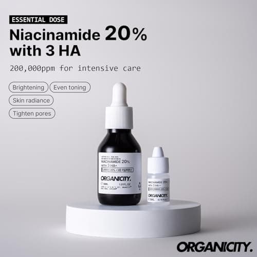 Organicity Niacinamide 20% + Hyaluronic Acid 1% Concentrated Serum, 1.01 + 0.16 Fl Oz, Pore Minimizer & Moisturizer Vitamin B3 for Even Skin Tone & Fine Lines view 2