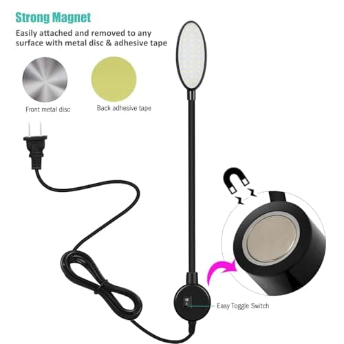 Magnetic LED Work Light, AMAZING POWER Dimmable Sewing Light with Flexible Gooseneck for Workshop Sewing Machine Workbench Lathe Drill Press view 3