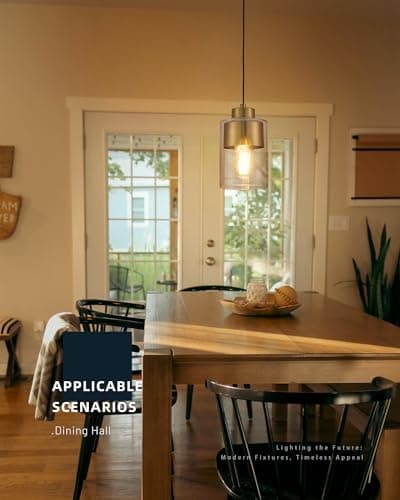 puncoll Gold Pendant Lights Kitchen Island - Hanging Lights Fixtures with Dual Shade - Clear Glass Modern Kitchen Pendant Lighting Over Island, H2514-BG view 3