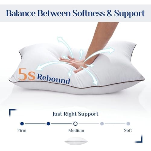 JOLLYVOGUE Standard Pillows Set of 2, Cooling and Supportive Pillows Full Size Set of 2 for Side and Back Sleepers, Down Alternative Hotel Collection Sleeping Pillow view 5