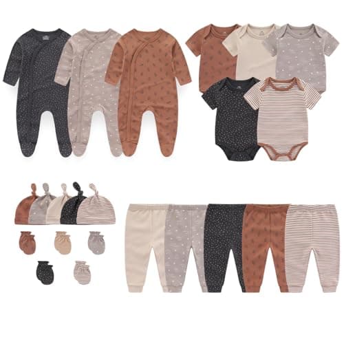 MAMIMAKA Newborn Layette Gift Set 23-Piece Baby Bodysuits Infant Outfits Essentials and Accessories 0-3 Months