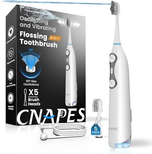 3-in-1 Electric Toothbrush with Water Flosser-Industry 1st(Fan-Shaped Jet), 2026 Upgraded Flossing Toothbrush with 3 Mode, 3 Speeds, 30 Day Battery for Plaque Removal,Sensitivity & Braces (White) — image 1