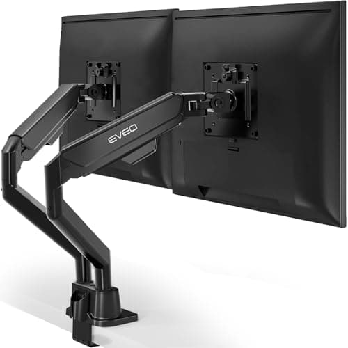 EVEO Premium Dual Monitor Mount 14"-32” Dual Monitor Arm VESA Bracket Adjustable Height Gas Spring Dual Monitor Stand, Screen Full Motion Dual Monitor Arm-Computer Monitor Stand for 2 Screens - Black — image 1