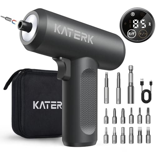 Electric Screwdriver Set - 4V Cordless Screwdriver Rechargeable 2500mAh - 5 Torque Settings Power Screwdriver 250RPM 5N·m Max - Tools for Furniture Electrical Repairs - LED, 15 S2 Metal Bit, 1/4" Hex view 1