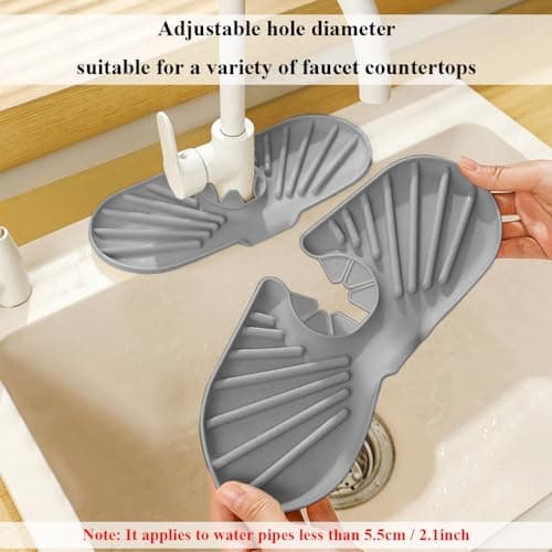 Mini Faucet Mat for Kitchen Sink, Faucet Handle Drip Catcher Drying Tray Mat with Soap Holder Sponge Holder, Splash Guard with Fast Drying for Bathroom Sink Draining Pad, Faucet Splash Catcher view 4