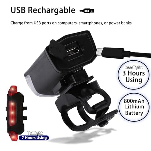USB Rechargeable Bike Lights Set Bike Lights For Night Riding, 3 Light Modes, Ideal for City Commuting, Mountain Biking, and Outdoor Adventures with Front Headlight and Rear Taillight Bike Accessories view 6