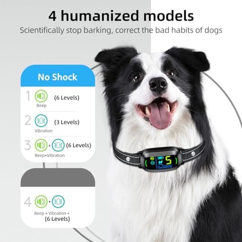 FAFAFROG Dog Bark Collar, Rechargeable Smart Collar, Anti Barking Training Collar with 5 Adjustable Sensitivity Beep Vibration, Bark Collar for Large Medium Small Dogs (Black) view 3