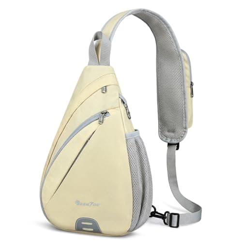 Seektop Anti Theft Crossbody Bag for Women RFID Blocking Waterproof Sling Backpack Lightweight 400D Nylon Small Chest Pack Shoulder Bag for Travel Hiking Commuting Men Beige — image 1