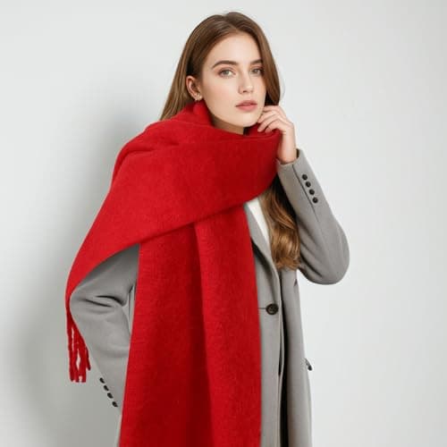 Womens Winter Scarf for Women, Warm Mohair Scarf Large Chunky Scarfs view 6
