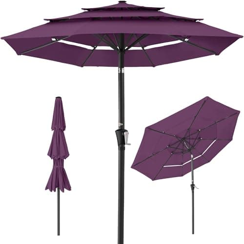 Best Choice Products 10ft 3-Tier Market Patio Umbrella, Outdoor Sun Shade with Tilt, Crank Lift, 8 Ribs for Backyard, Deck, Poolside view 1