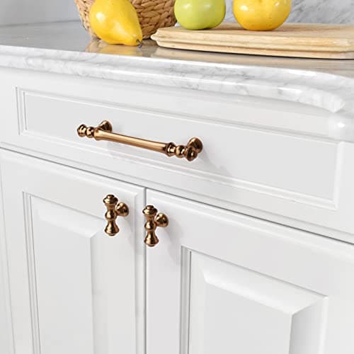 Asidrama 10 Pack 5 Inch(128mm) Champagne Bronze Kitchen Cabinet Handles,Brushed Brass Cabinet Pulls Kitchen Cabinet Hardware for Cupboard Gold Drawer Pulls view 2