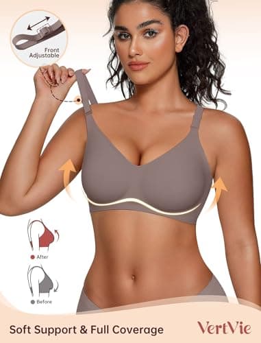 Vertvie Womens Wireless Jelly Bras No Underwire Push Up Seamless Bra Supportive Full Coverage Bralette Regular and Plus Size view 2