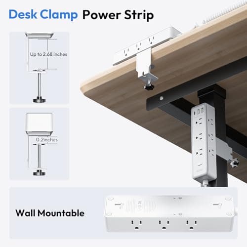 NTONPOWER Desk Clamp Power Strip 10 FT, 30W USB C Fast Charging Station view 4