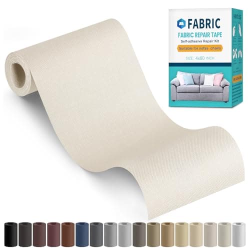 Sgooyir Fabric Repair Tape, Self-Adhesive Couch Patch Repair Fabric Patches for Furniture, Couch Repairing Kit Tape for Upholstery, Carpets, Chairs, Sofas, Pillows Linen 4x80 Inch Pale Yellow