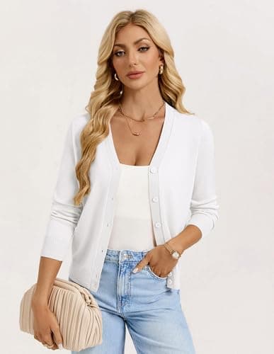 GRACE KARIN Womens Lightweight Cardigan Sweaters Trendy Button Up V-Neck Knit Cardigans Shrug Spring Fashion Clothes view 2