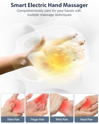 CINCOM Cordless Hand Massager with Heat and Compression, Blue view 2