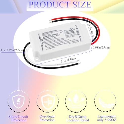 Led Driver 60W Triac Dimmable, Power Supply, AC100-130V to DC12V Transformer,Compatible with Most Dimmers for LED Lighting,UL,Class 2,Class P Certified view 3