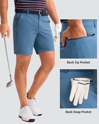 Men's Golf Shorts 7"/ 9"/ 11" Inseam with 5 Pockets Lightweight Stretch Quick Dry Casual Dress Hybrid Short for Men view 3