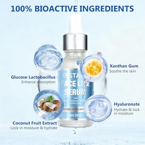 Instant Face Lift Serum - Advanced Firming & Skin Tightening Treatment for Face & Neck - Visibly Smooths Fine Lines, Wrinkles & Sagging Skin - Fast-Absorbing, Non-Greasy Formula - 1 Fl Oz view 7