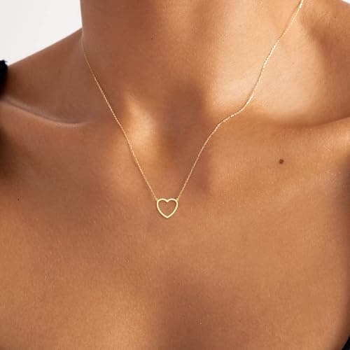 BAYLAY Mothers Day Gifts for Mom Grandma Wife, Heart Necklace for Women Girls 18K Gold/White Plated Heart Pendant Charm Necklace Dainty Gold Necklace for Women Gold Jewelry view 3