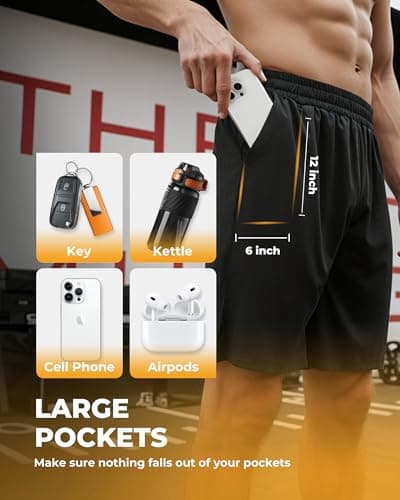 Barjneel 4 Pack Gym Mens Shorts - Basketball Athletic Shorts with Pockets Fitness Clothing Black Workout Quick Dry Shorts view 3